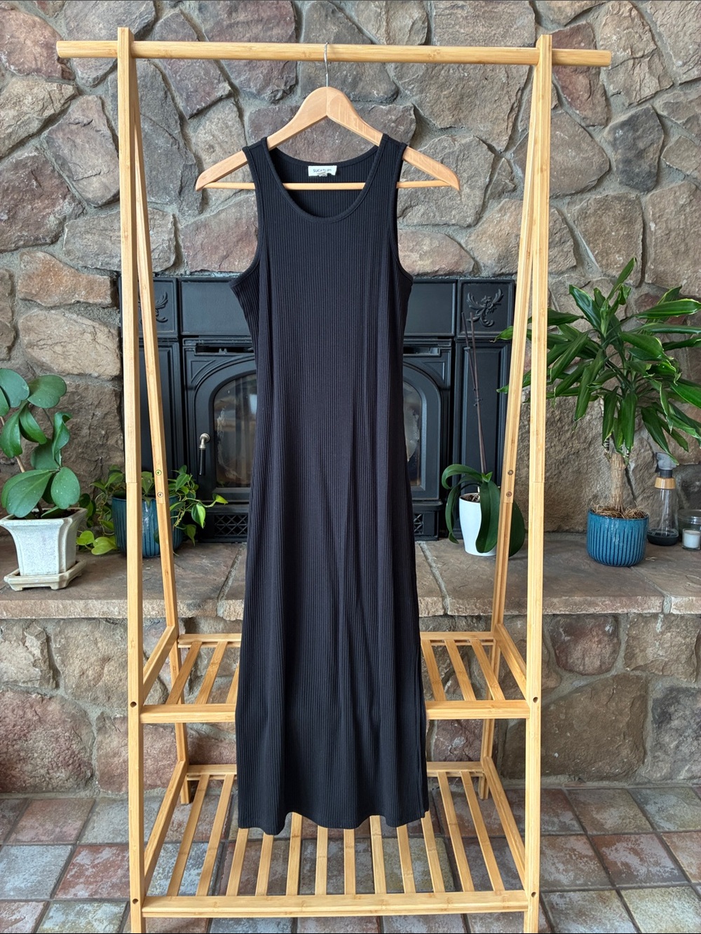Sugarlips Black Ribbed Tank Maxi Dress